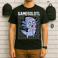 Whimsical Blue Axolotl With Gaming Sports Cap And Scarf T-Shirt