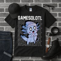 Whimsical Blue Axolotl With Gaming Sports Cap And Scarf Tall T-Shirt