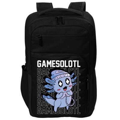 Whimsical Blue Axolotl With Gaming Sports Cap And Scarf Impact Tech Backpack