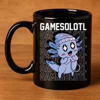 Whimsical Blue Axolotl With Gaming Sports Cap And Scarf 11oz C Handle Ceramic Mug