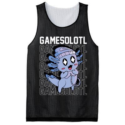 Whimsical Blue Axolotl With Gaming Sports Cap And Scarf Mesh Reversible Basketball Jersey Tank