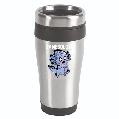 Whimsical Blue Axolotl With Gaming Sports Cap And Scarf 16oz Travel Tumbler