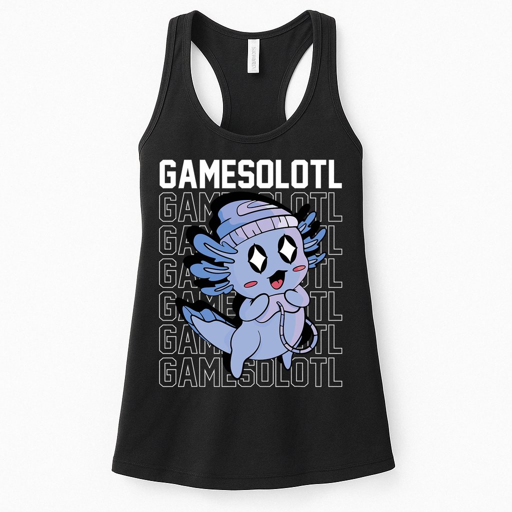 Whimsical Blue Axolotl With Gaming Sports Cap And Scarf Womens Tank Top