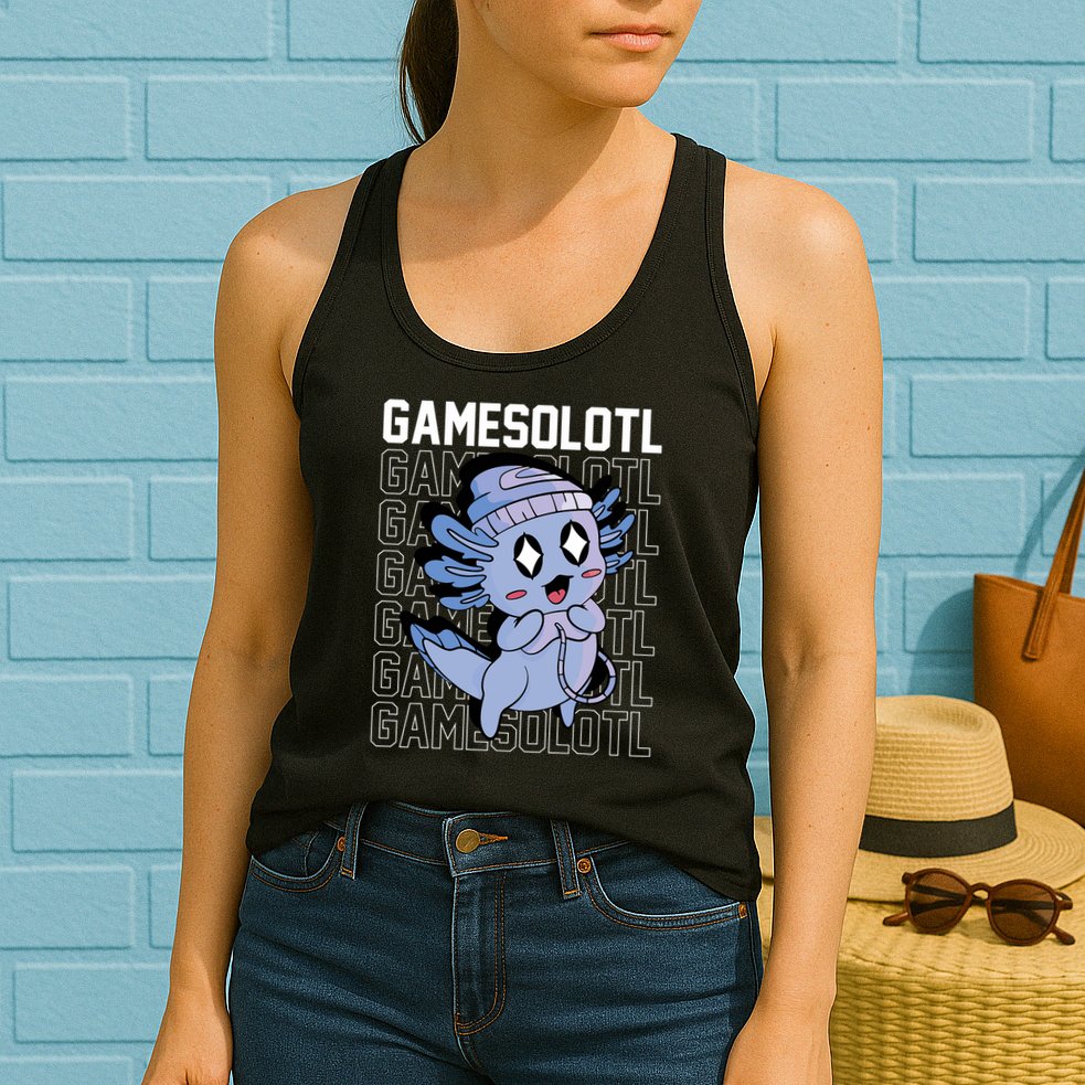 Whimsical Blue Axolotl With Gaming Sports Cap And Scarf Womens Tank Top