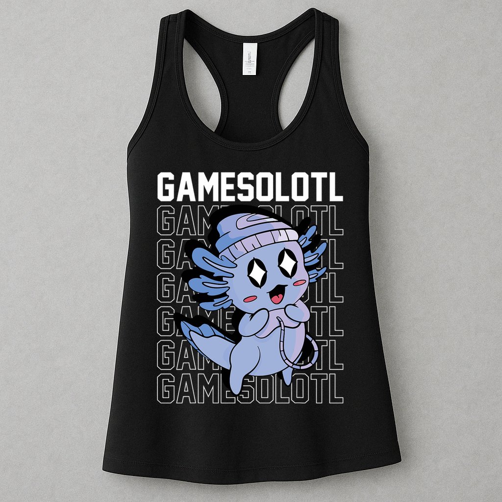 Whimsical Blue Axolotl With Gaming Sports Cap And Scarf Womens Tank Top