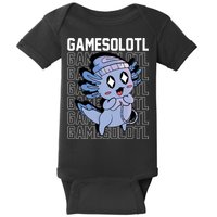 Whimsical Blue Axolotl With Gaming Sports Cap And Scarf Baby Bodysuit
