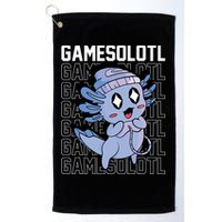Whimsical Blue Axolotl With Gaming Sports Cap And Scarf Golf Towel