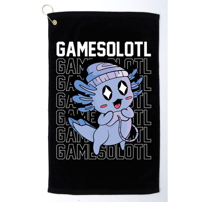 Whimsical Blue Axolotl With Gaming Sports Cap And Scarf Golf Towel