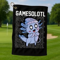 Whimsical Blue Axolotl With Gaming Sports Cap And Scarf Golf Towel