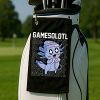 Whimsical Blue Axolotl With Gaming Sports Cap And Scarf Golf Towel