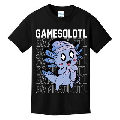 Whimsical Blue Axolotl With Gaming Sports Cap And Scarf Kids T-Shirt