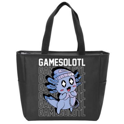 Whimsical Blue Axolotl With Gaming Sports Cap And Scarf Zip Tote Bag