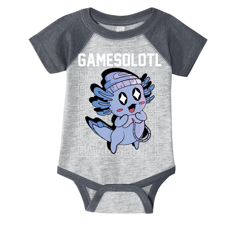 Whimsical Blue Axolotl With Gaming Sports Cap And Scarf Infant Baby Jersey Bodysuit