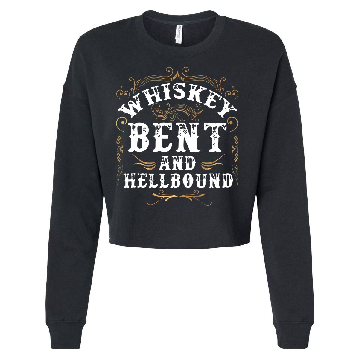 Whiskey Bent And Hellbound Shirts Funny Whiskey Bourbon Cropped Pullover Crew