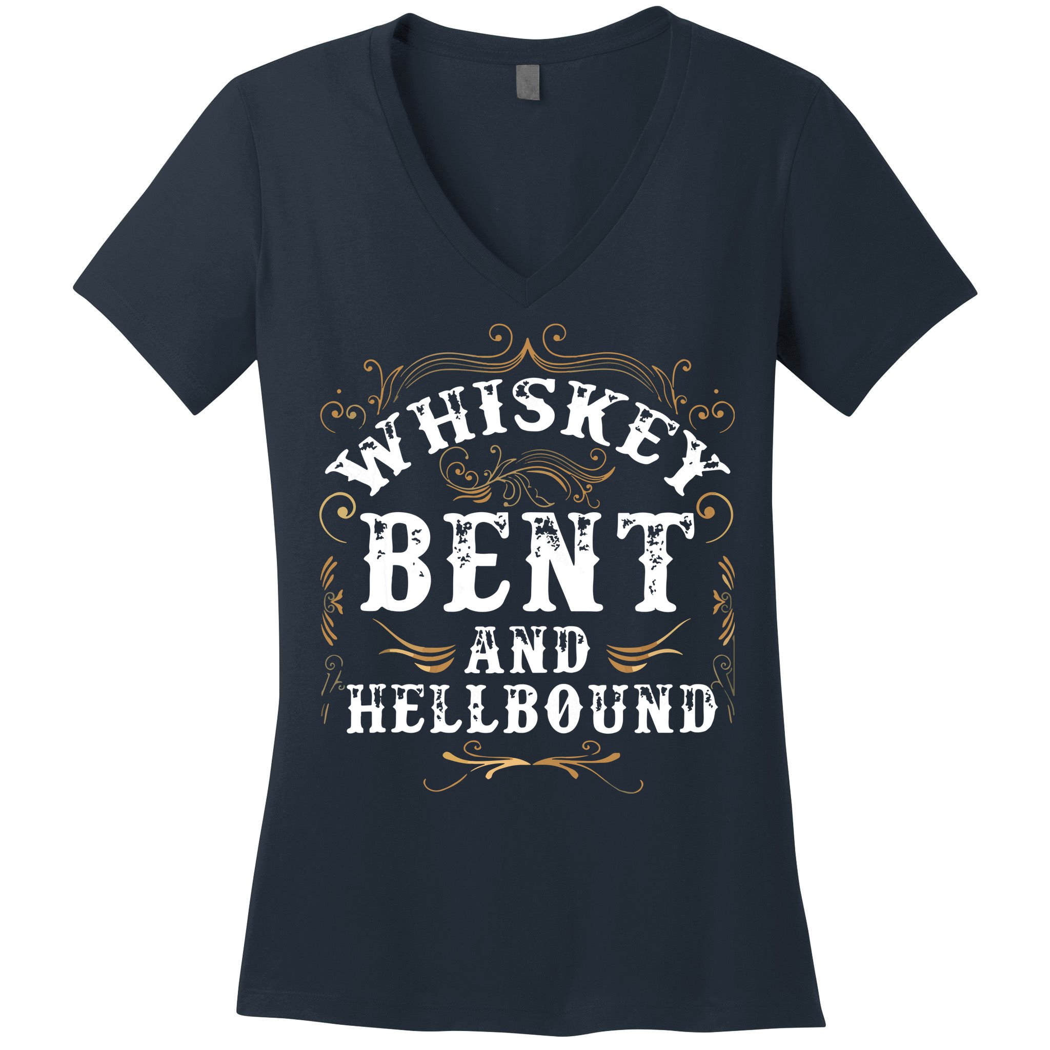 Whiskey Bent And Hellbound Shirts Funny Whiskey Bourbon Women's V-Neck T-Shirt