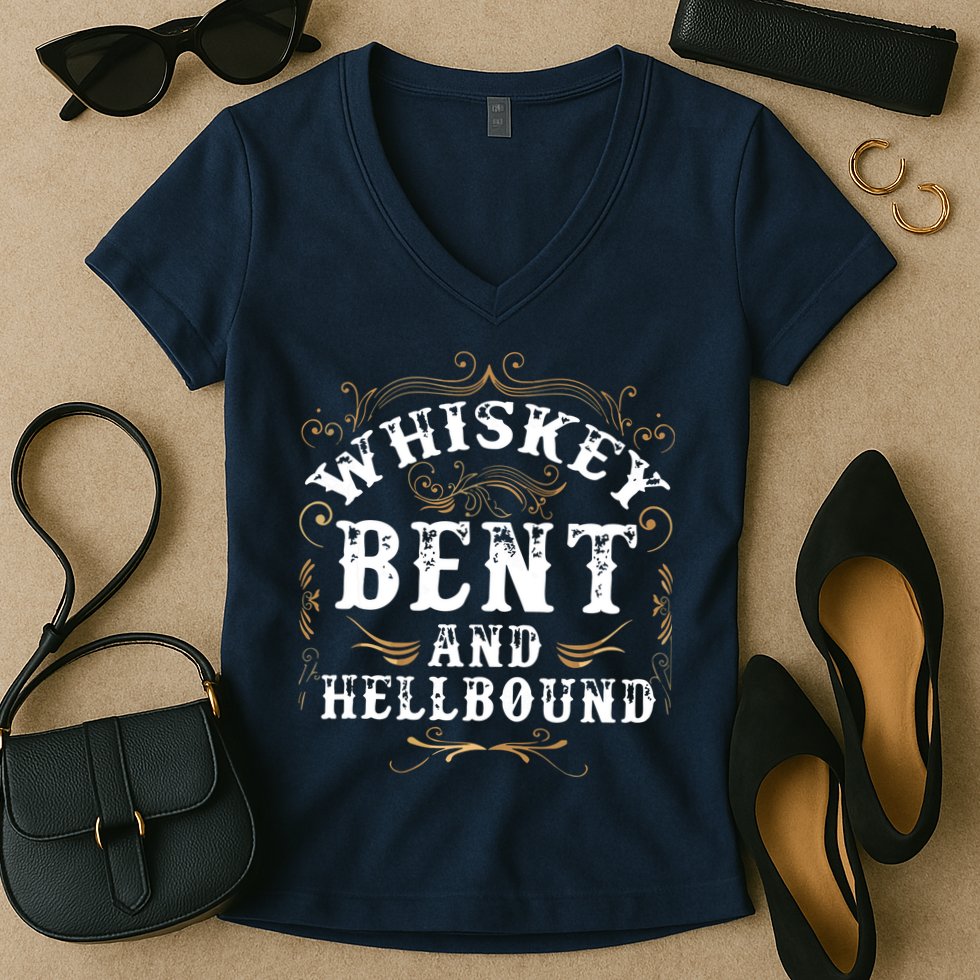 Whiskey Bent And Hellbound Shirts Funny Whiskey Bourbon Women's V-Neck T-Shirt