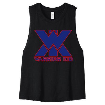 Warrior Blue And Red Logo Women's Racerback Cropped Tank