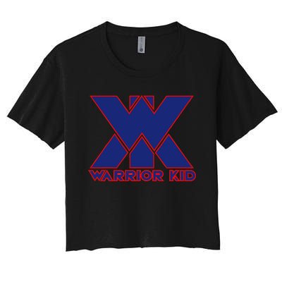 Warrior Blue And Red Logo Women's Crop Top Tee