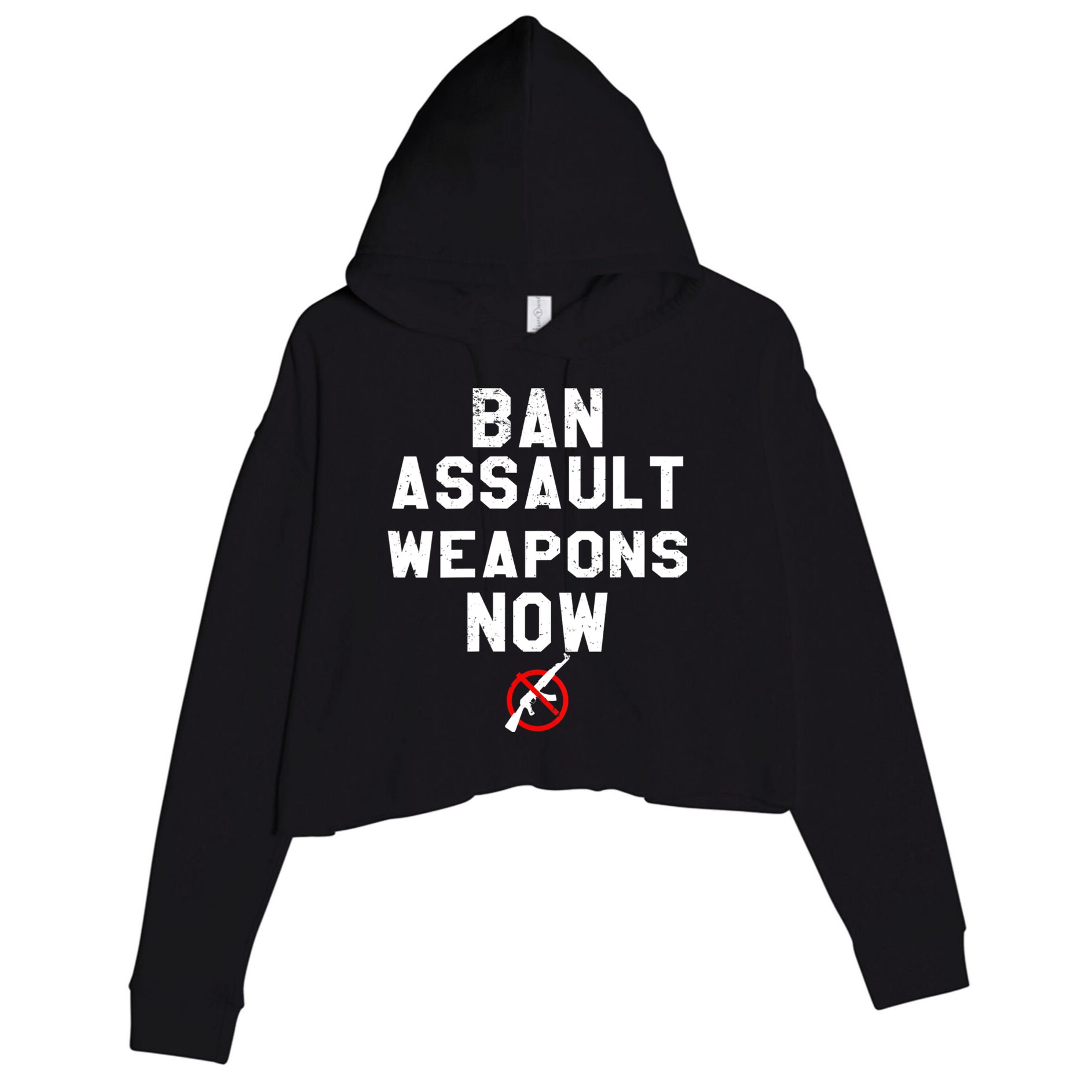 Womens Ban Assault Weapons Now Anti Gun March Crop Fleece Hoodie