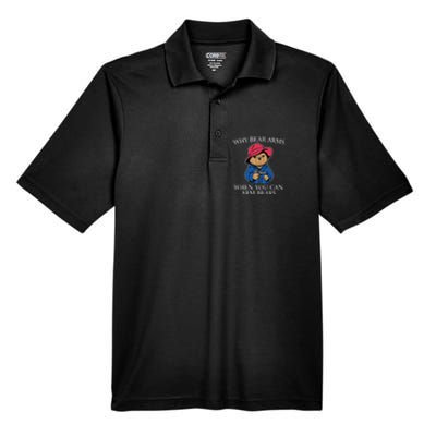 Why Bear Arms When You Can Arm Bears Funny Men's Origin Performance Pique Polo