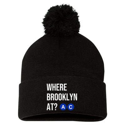 Where Brooklyn At Ac Nyc Train Pom Pom 12in Knit Beanie