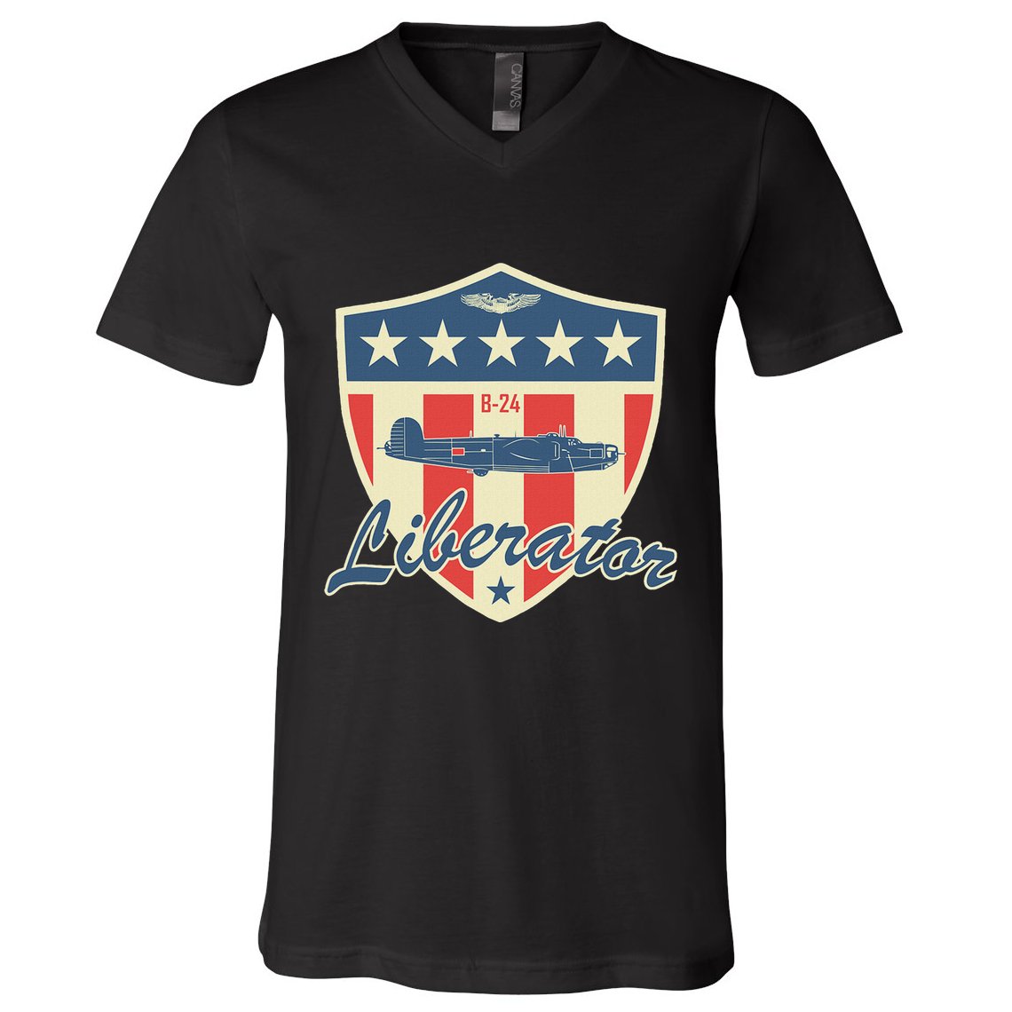 Ww2 Bomber Airplane 24 Liberator V-Neck T-Shirt