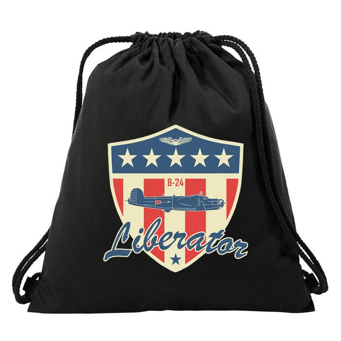 Ww2 Bomber Airplane 24 Liberator Drawstring Bag