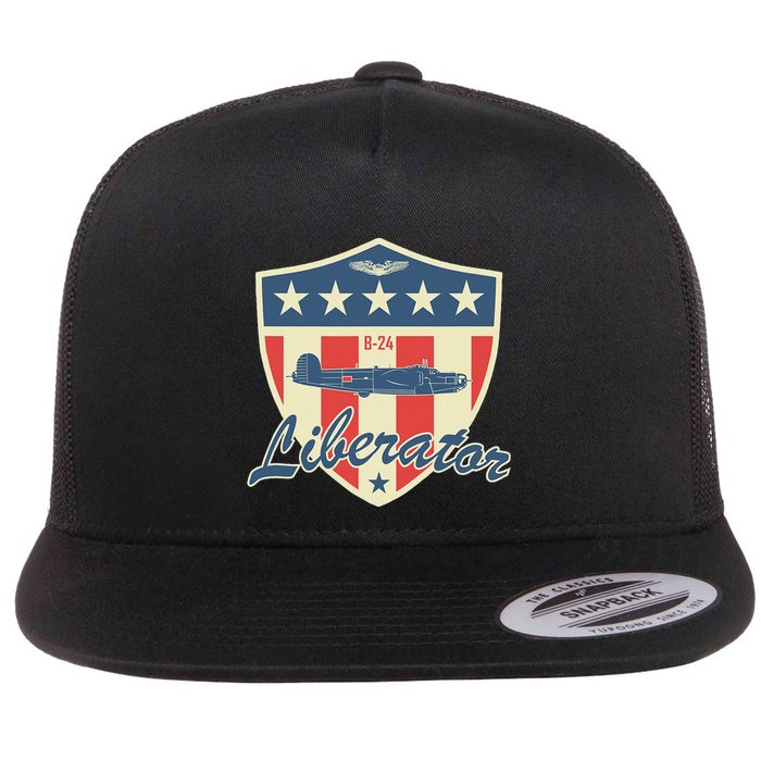 Ww2 Bomber Airplane 24 Liberator Flat Bill Trucker Hat