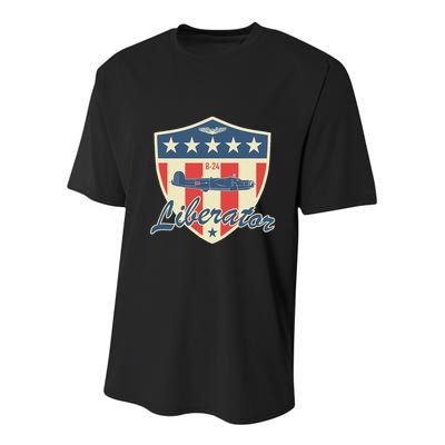 Ww2 Bomber Airplane 24 Liberator Youth Performance Sprint T-Shirt