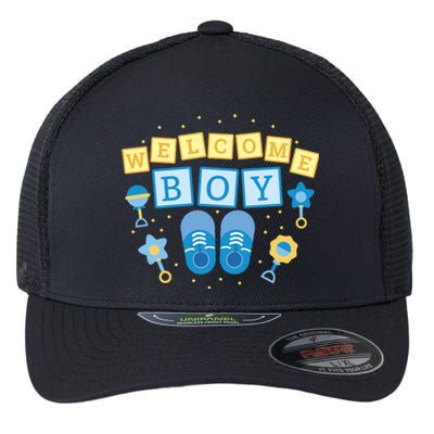 Welcome Baby Boy Gift Flexfit Unipanel Trucker Cap