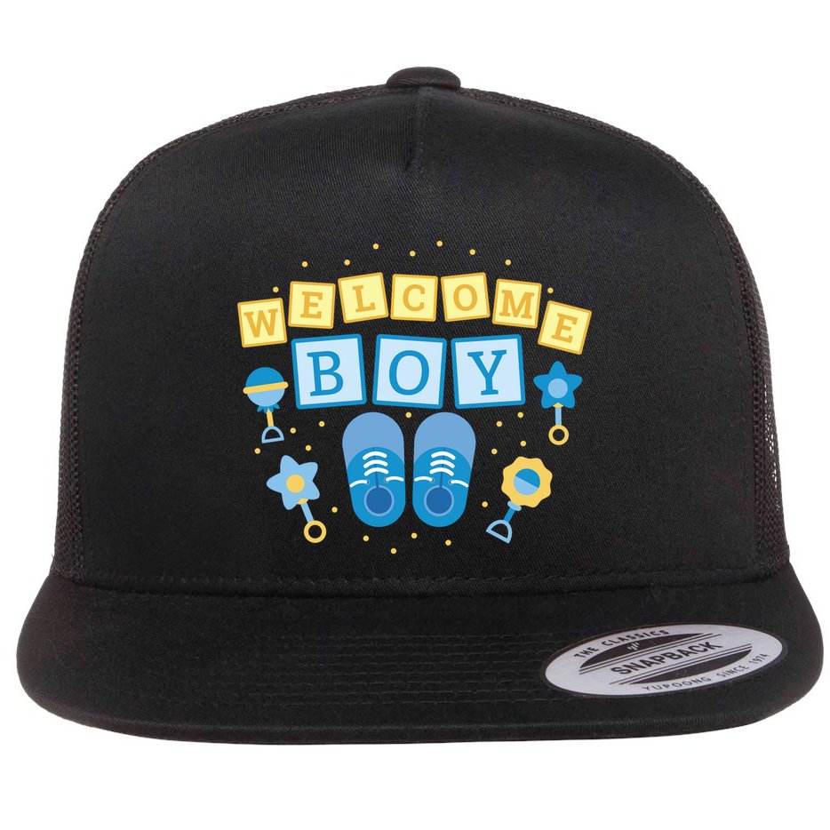 Welcome Baby Boy Gift Flat Bill Trucker Hat