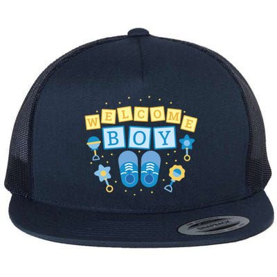 Welcome Baby Boy Gift Flat Bill Trucker Hat