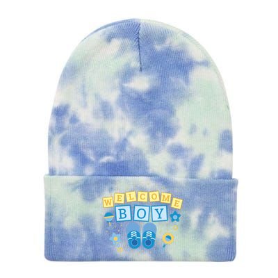 Welcome Baby Boy Gift Tie Dye 12in Knit Beanie