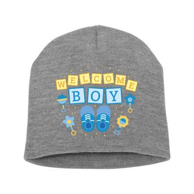 Welcome Baby Boy Gift Short Acrylic Beanie