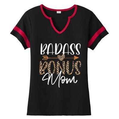 Wife Badass Bonus Mama Funny Step Mom Mothers Day Lady Women Ladies Halftime Notch Neck Tee