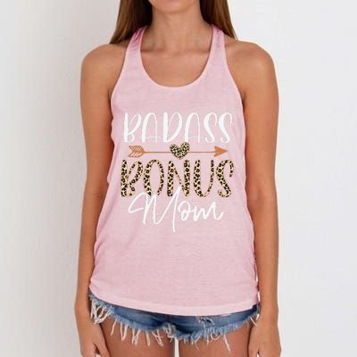 Wife Badass Bonus Mama Funny Step Mom Mothers Day Lady Women Women's Knotted Racerback Tank