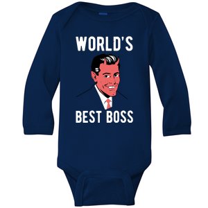 Worlds Best Boss Funny Evil Baby Long Sleeve Bodysuit