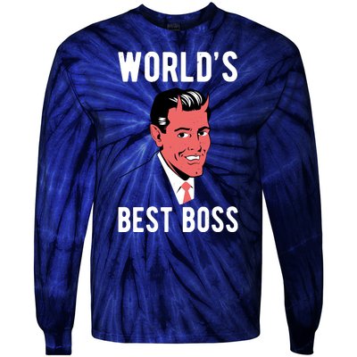 Worlds Best Boss Funny Evil Tie-Dye Long Sleeve Shirt