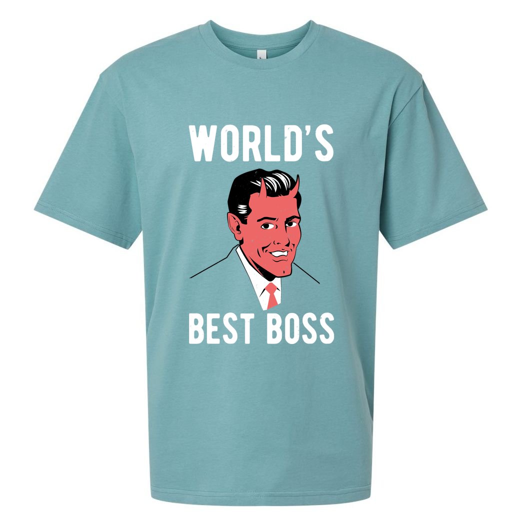Worlds Best Boss Funny Evil Sueded Cloud Jersey T-Shirt