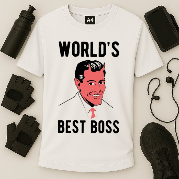 Worlds Best Boss Funny Evil Cooling Performance Crew T-Shirt