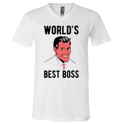 Worlds Best Boss Funny Evil V-Neck T-Shirt