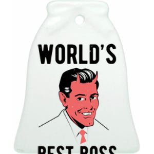 Worlds Best Boss Funny Evil Ceramic Bell Ornament