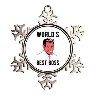 Worlds Best Boss Funny Evil Metallic Star Ornament