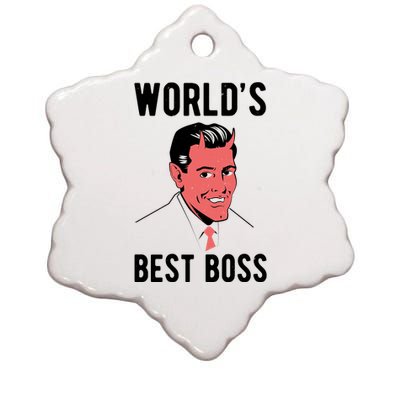 Worlds Best Boss Funny Evil Ceramic Star Ornament