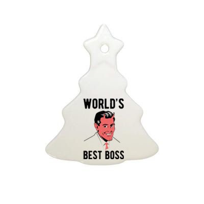 Worlds Best Boss Funny Evil Ceramic Tree Ornament