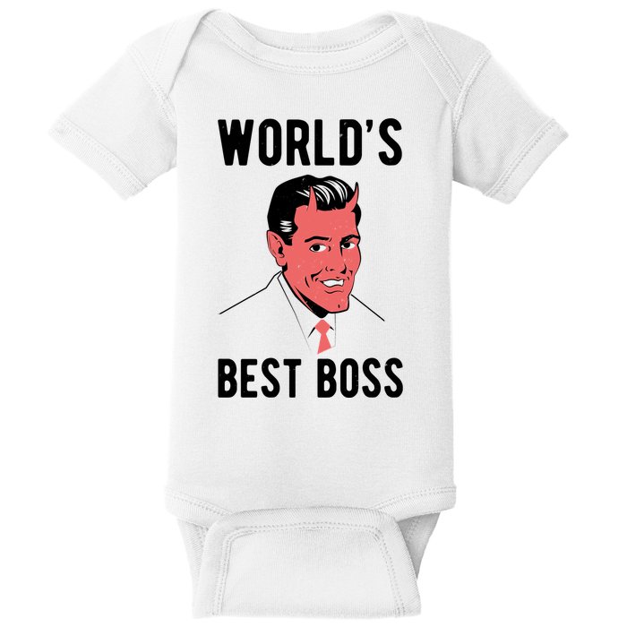 Worlds Best Boss Funny Evil Baby Bodysuit