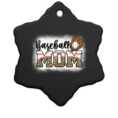 Womens Bleached Baseball Mom Leopard Mother's Day Ceramic Star Ornament