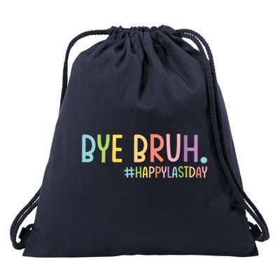 Womens Bye Bruh Teacher Happy Last Day Of School Hello Summer Funny VNeck Drawstring Bag