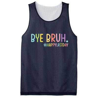 Womens Bye Bruh Teacher Happy Last Day Of School Hello Summer Funny VNeck Mesh Reversible Basketball Jersey Tank