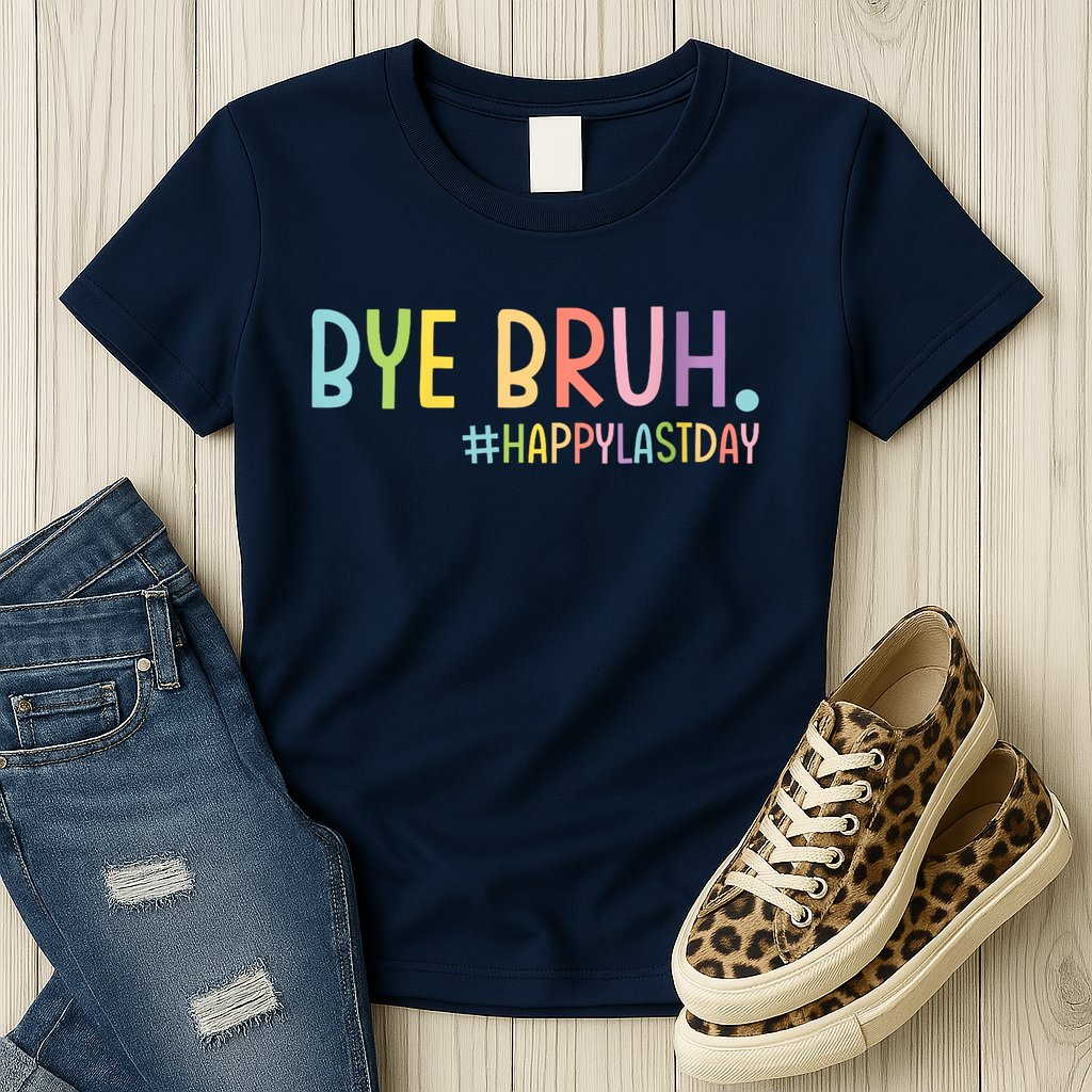 Womens Bye Bruh Teacher Happy Last Day Of School Hello Summer Funny VNeck Womens T-Shirt